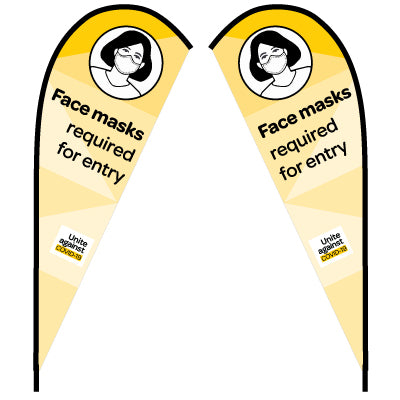 Covid-19 Face Mask Required Teardrop - Double Sided Print