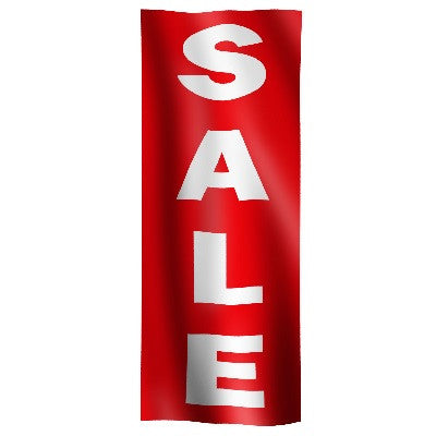 Vertical Flag with Red Background and white text "Sale"